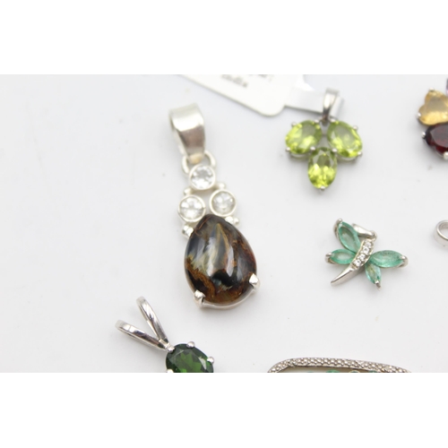 1170 - Twelve .925 silver gemstone set pendants to include TGGC etc. - approx. gross weight 41 grams