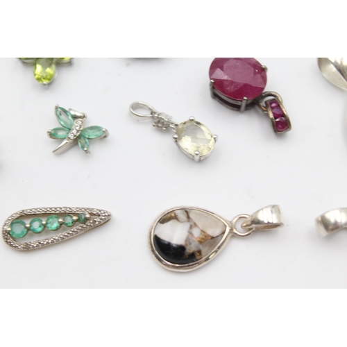 1170 - Twelve .925 silver gemstone set pendants to include TGGC etc. - approx. gross weight 41 grams