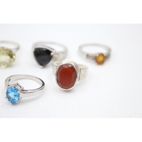 1174 - Twelve .925 silver gemstone set rings to include TGGC etc. - approx. gross weight 61 grams