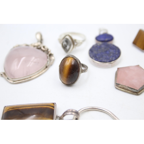 1180 - Eight pieces of .925 silver gemstone set jewellery to include TGGC etc. - approx. gross weight 96 gr... 