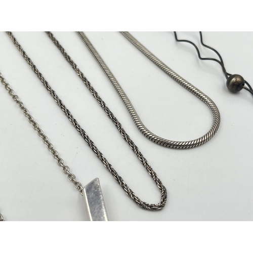 1184 - Four necklaces, two .925 silver, one .925 silver clasped and one with Newbridge Silverware pendant -... 