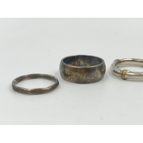 1186 - Five rings, four .925 silver and one Argentium - approx. gross weight 34 grams