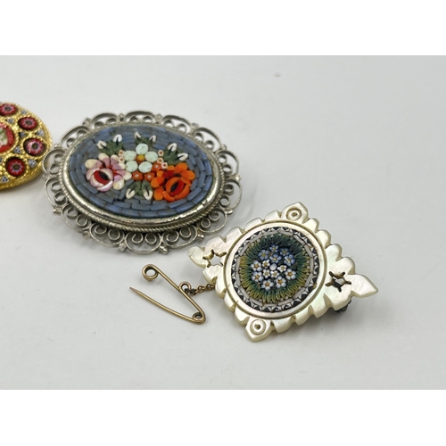 1197 - Six pieces of antique and later micro mosaic jewellery