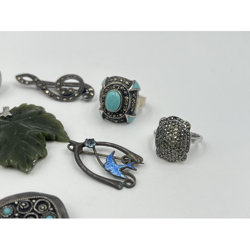 1206 - A collection of vintage .925 silver and white metal jewellery to include .925 silver turquoise and m... 