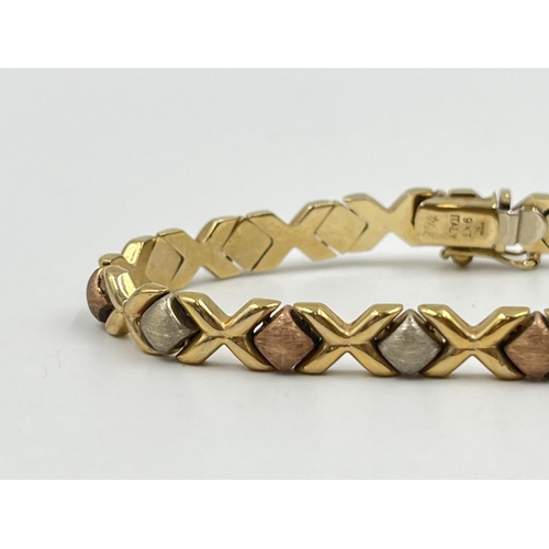 1221 - An Italian hallmarked 9ct gold tri colour bracelet - approx. gross weight 10.6 grams