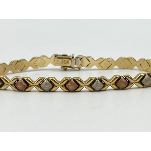 1221 - An Italian hallmarked 9ct gold tri colour bracelet - approx. gross weight 10.6 grams