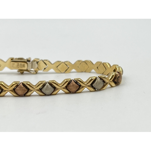 1221 - An Italian hallmarked 9ct gold tri colour bracelet - approx. gross weight 10.6 grams