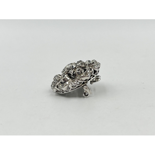 1230 - A Victorian white metal old cut diamond brooch - approx. gross weight 8.32 grams and 2.5cm diameter