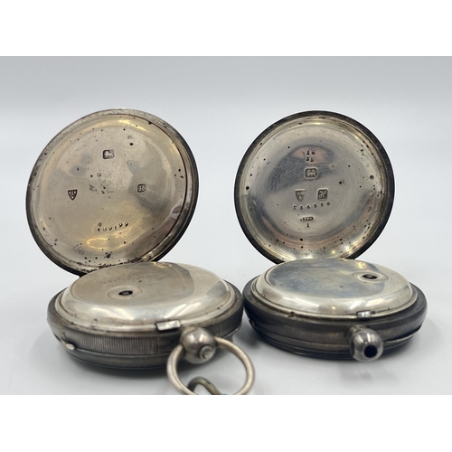 1232 - Two Edwardian hallmarked Chester silver cased key wind open pocket watches, one Fred Nutt's of Coven... 