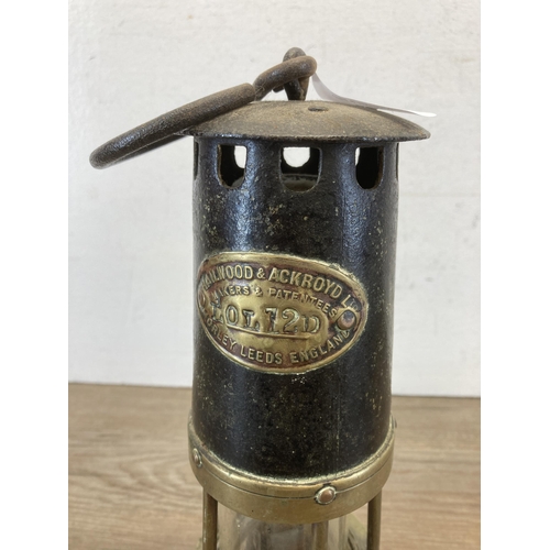 429 - A Hailwood & Ackroyd Ltd. of Morley Leeds LOL12D cast metal and brass miner's lamp