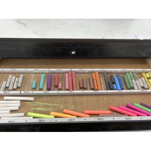 435 - A collection of art supplies to include Talen's Rembrandt Pastels six drawer cabinet containing char... 