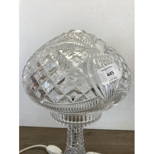 445 - Two Art Deco style cut glass table lamps - tallest approx. 38cm high