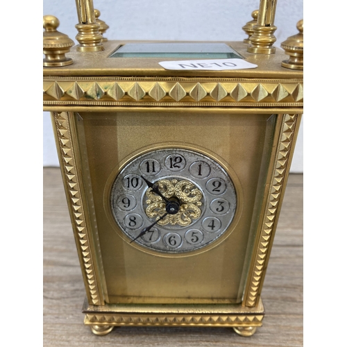 451 - A 19th century French eight day carriage clock with key