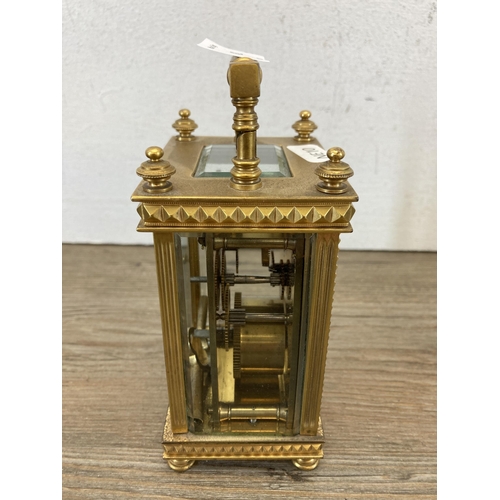 451 - A 19th century French eight day carriage clock with key