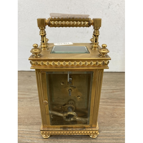 451 - A 19th century French eight day carriage clock with key