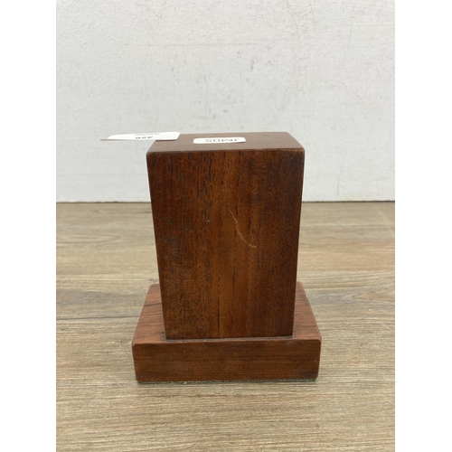 456 - A mid 20th century Jaeger dash clock in later added oak case - approx. 14cm high x 11cm wide x 7cm d... 