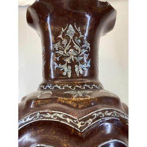 503 - A 19th century Oriental papier-mâché and mother of pearl floor vase - approx. 76cm high