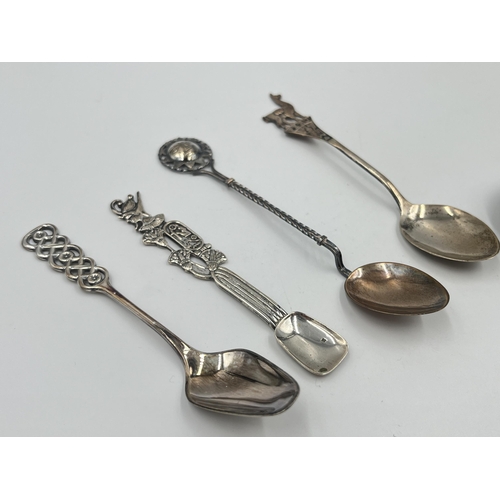 1250 - Five silver and white metal items, Egyptian white metal spoon, David Andersen .830 silver spoon, Qui... 