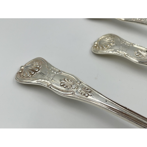 1258 - A set of four Victorian Samuel Hayne & Dudley Cater sterling silver King's pattern spoons, hallmarke... 