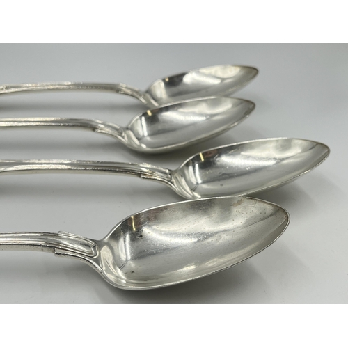 1258 - A set of four Victorian Samuel Hayne & Dudley Cater sterling silver King's pattern spoons, hallmarke... 