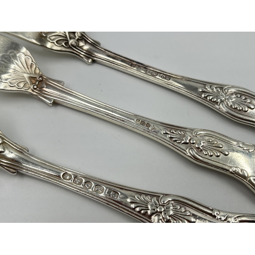 1310 - Three sterling silver King's pattern forks to include Walker & Hall hallmarked Sheffield 1914 etc. -... 