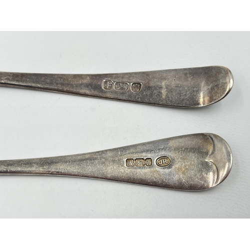 1315 - Two antique hallmarked sterling silver tablespoons, one George III London 1781 and one Victorian She... 