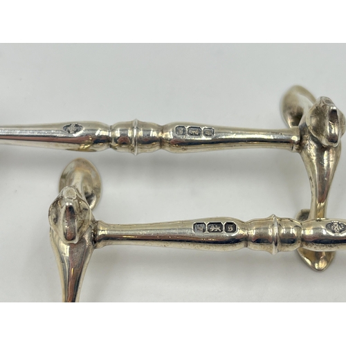 1316 - A pair of Edwardian William Hutton & Sons Ltd sterling silver knife rests, hallmarked Sheffield 1910... 