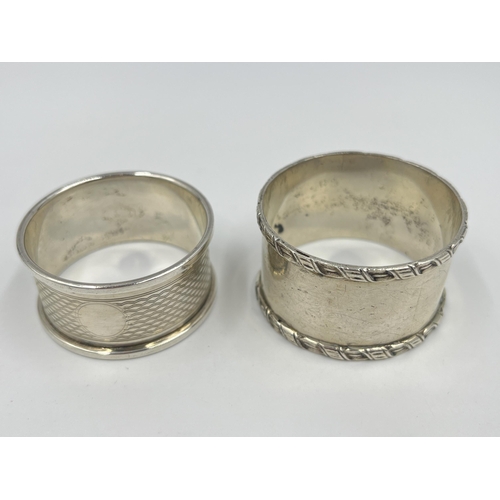 1317 - Two hallmarked Birmingham silver napkin rings - approx. gross weight 44 grams