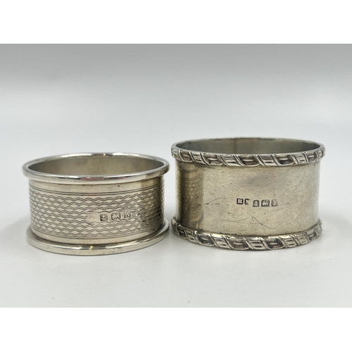 1317 - Two hallmarked Birmingham silver napkin rings - approx. gross weight 44 grams