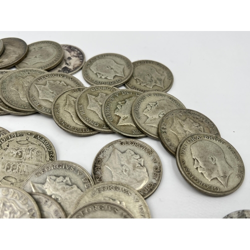 1358 - A collection of coins to include fifty-six 50% silver half crowns - approx. gross weight 774 grams, ... 