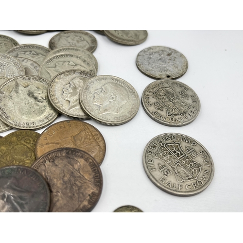 1358 - A collection of coins to include fifty-six 50% silver half crowns - approx. gross weight 774 grams, ... 