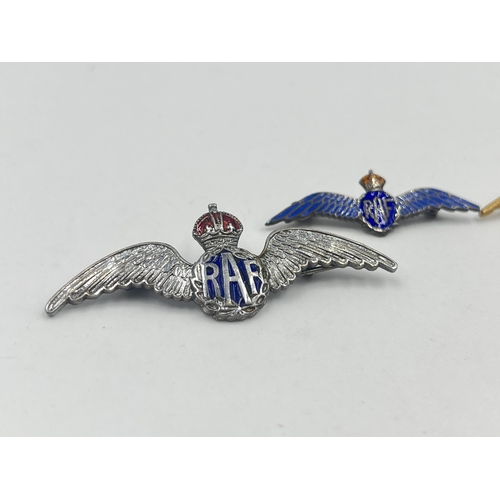 1383 - Four RAF sweetheart brooches to include two sterling silver