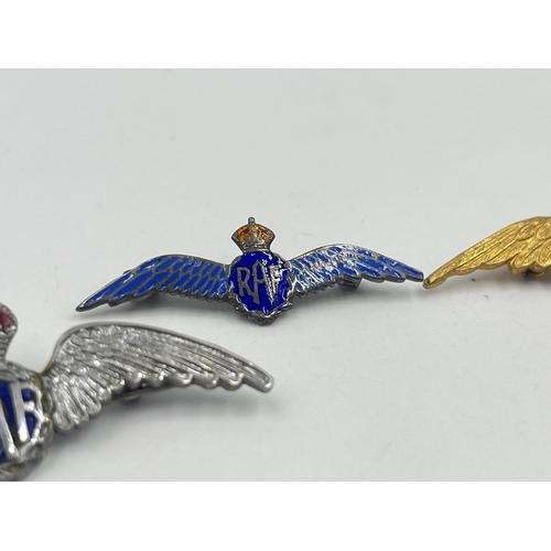 1383 - Four RAF sweetheart brooches to include two sterling silver