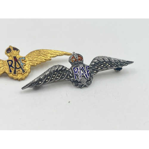 1383 - Four RAF sweetheart brooches to include two sterling silver