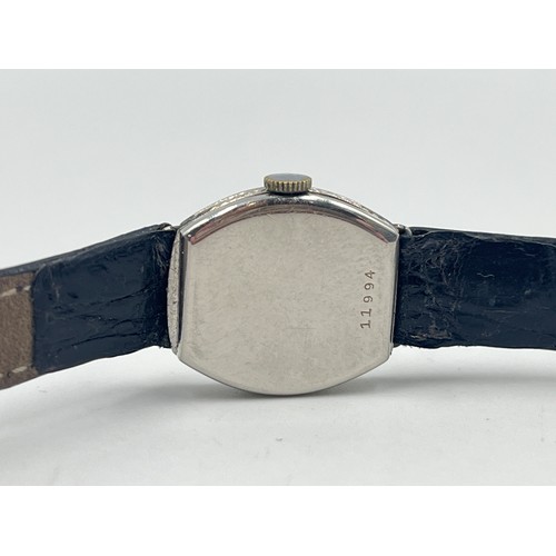 1247 - A 1930s Glycine platinum mechanical lady's cocktail watch with diamond bezel - approx. gross weight ... 