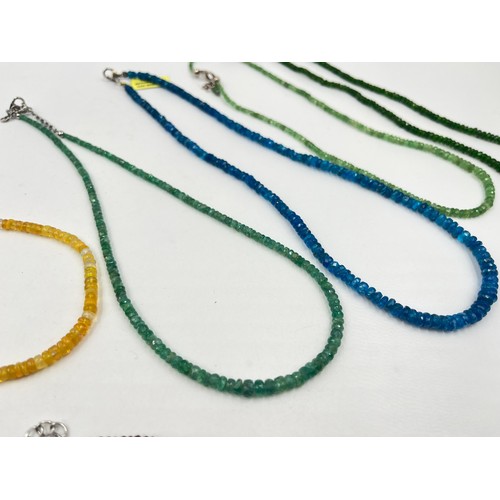 1176 - Eight .925 silver gemstone necklaces and bracelets to include TGGC etc. - approx. gross weight 76 gr... 