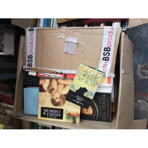 769 - Four boxes containing books to include Otto Dix, art books, A Century of Punch, The Noble Science to... 