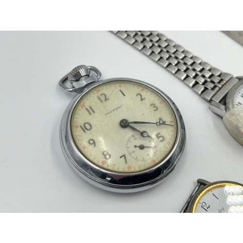 1245 - Six watches to include Ingersoll pocket, Lorus quartz, Timex quartz etc.