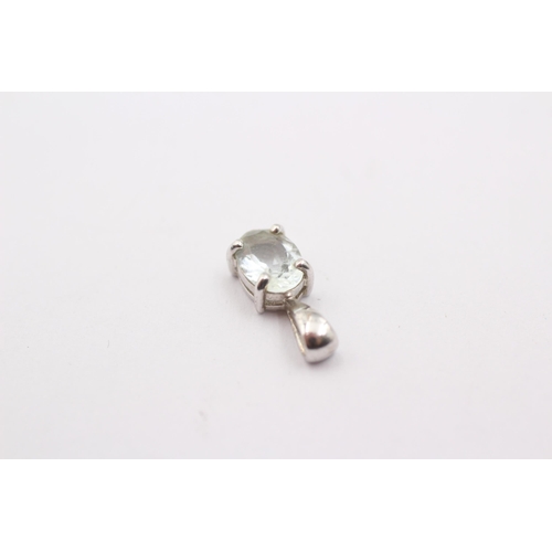 1010 - A 9ct white gold aquamarine pendant - approx. gross weight 0.6 grams