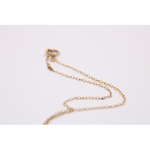 1086 - A 9ct gold blue and clear glass drop chain necklace - approx. gross weight 14.9 grams