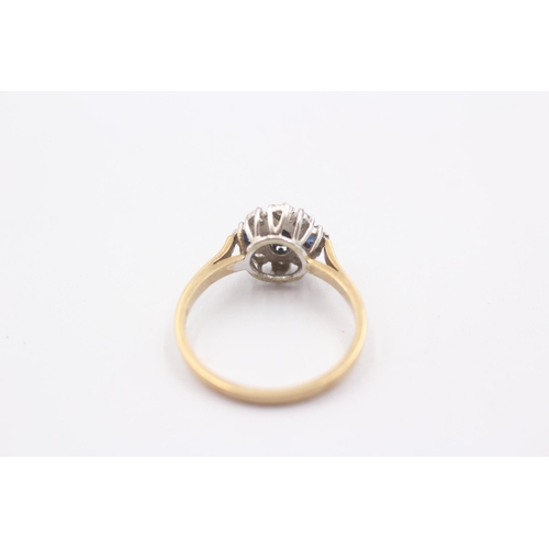 1107 - A 9ct gold sapphire and diamond set cluster ring, size O½ - approx. gross weight 2.3 grams