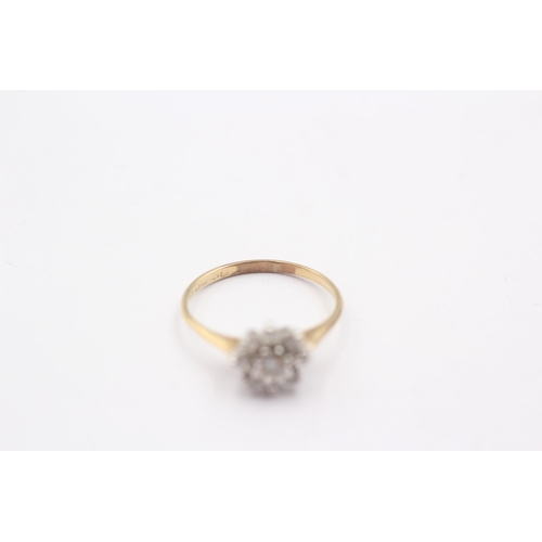 1110 - A 9ct gold diamond set cluster ring, size R - approx. gross weight 1.4 grams