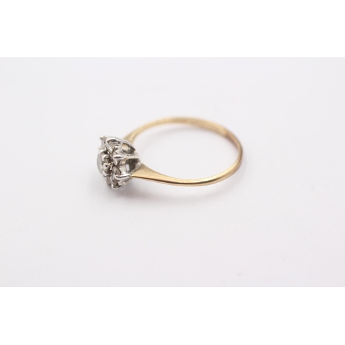 1110 - A 9ct gold diamond set cluster ring, size R - approx. gross weight 1.4 grams