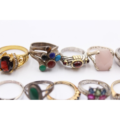 1154 - Twelve .925 silver gemstone set rings