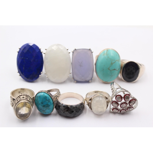 1165 - Ten .925 silver gemstone set rings to include Gemporia etc.