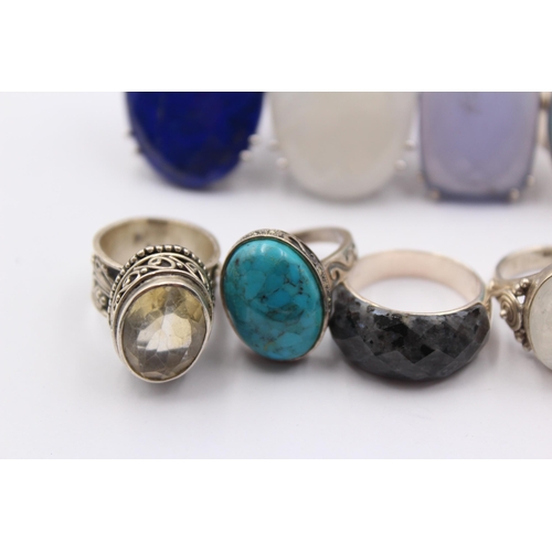 1165 - Ten .925 silver gemstone set rings to include Gemporia etc.