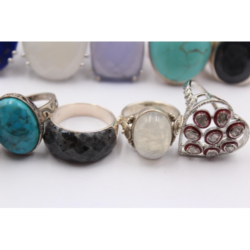 1165 - Ten .925 silver gemstone set rings to include Gemporia etc.