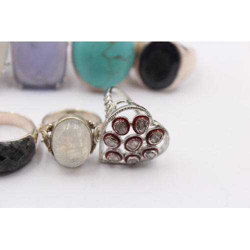 1165 - Ten .925 silver gemstone set rings to include Gemporia etc.