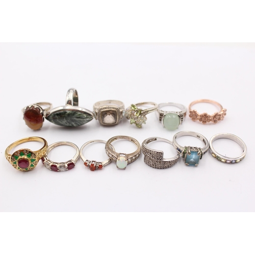 1167 - Thirteen .925 silver gemstone set rings to include The Gem Company etc.