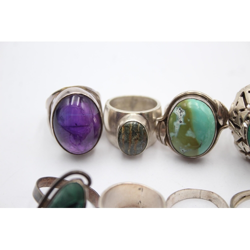 1169 - Eight .925 silver gemstone set rings